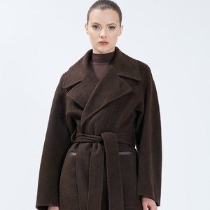Nicole Benisti Medium Brown Wrap Coat - NEW with Tags